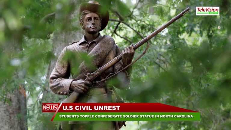 STUDENTS TOPPLE CONFEDERATE SOLDIER STATUE IN NORTH CAROLINA