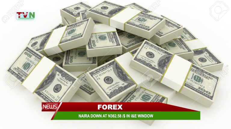 FOREX: NAIRA DOWN AT N362.58 /$ IN I&E WINDOW