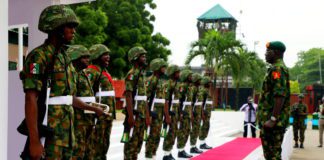 Gen Buratai inspecting a guard of honour