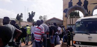 The scene of the arrival of the deportees at the Murtala Muhammed Airport on Monday