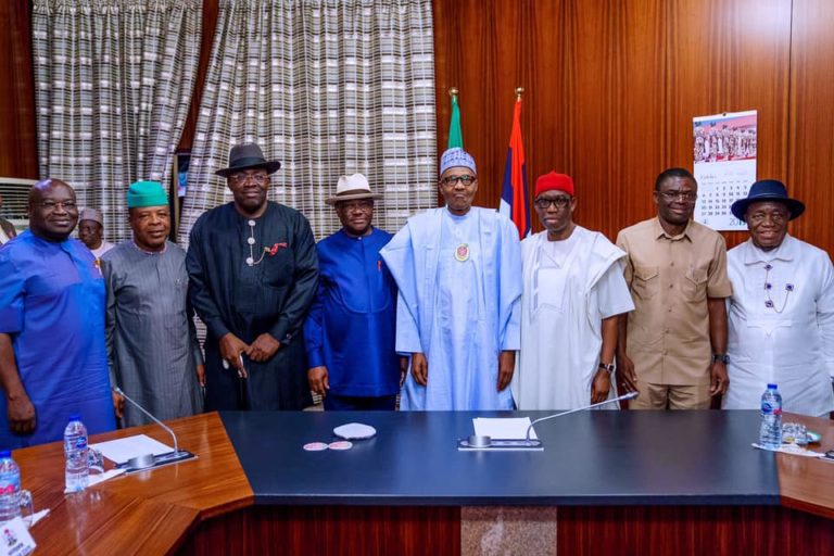 Dickson, Wike, other oil-producing state Governors meet Buhari, discuss issues of concern