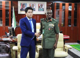 Lt General Adeosun with Eric Zhang