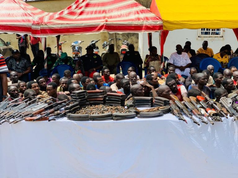 Cache of arms recovered as Police parade 150 criminals, kidnappers in Abuja