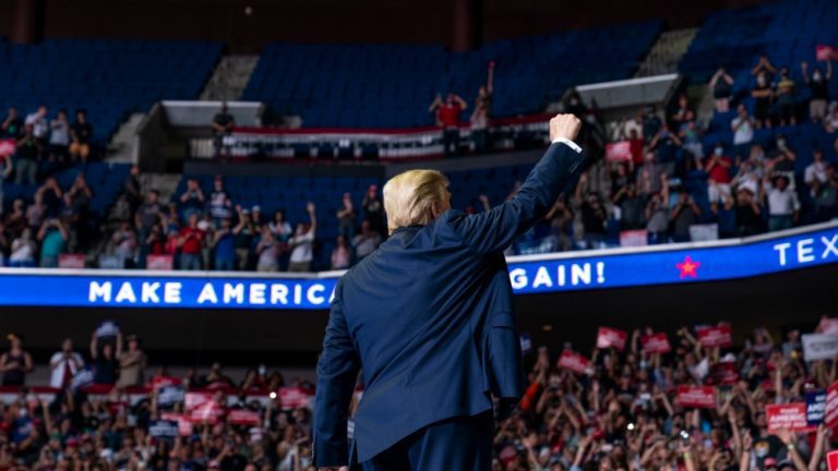 Trump addresses campaign rally at half-empty Tulsa arena