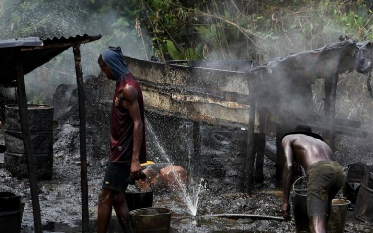 Nigerian Navy Dismantles Illegal Refining Sites in the Niger-Delta