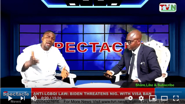 Spectacle: ANTI-LGBTQI LAW: BIDEN THREATENS NIG. WITH VISA BAN (part1)