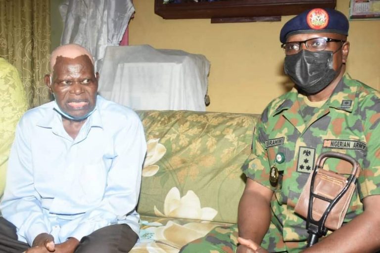 Brig Gen Ibrahim visits ailing composer of NYSC anthem