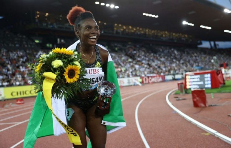 Amusan ecstatic after winning the Diamond League and setting an African record