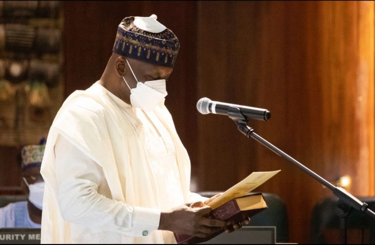 Buhari swore in Malam Muazu Sambo as Minister of State for Works and Housing
