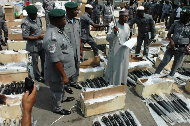 BREAKING: In Lagos, Customs intercepts a container-load of guns