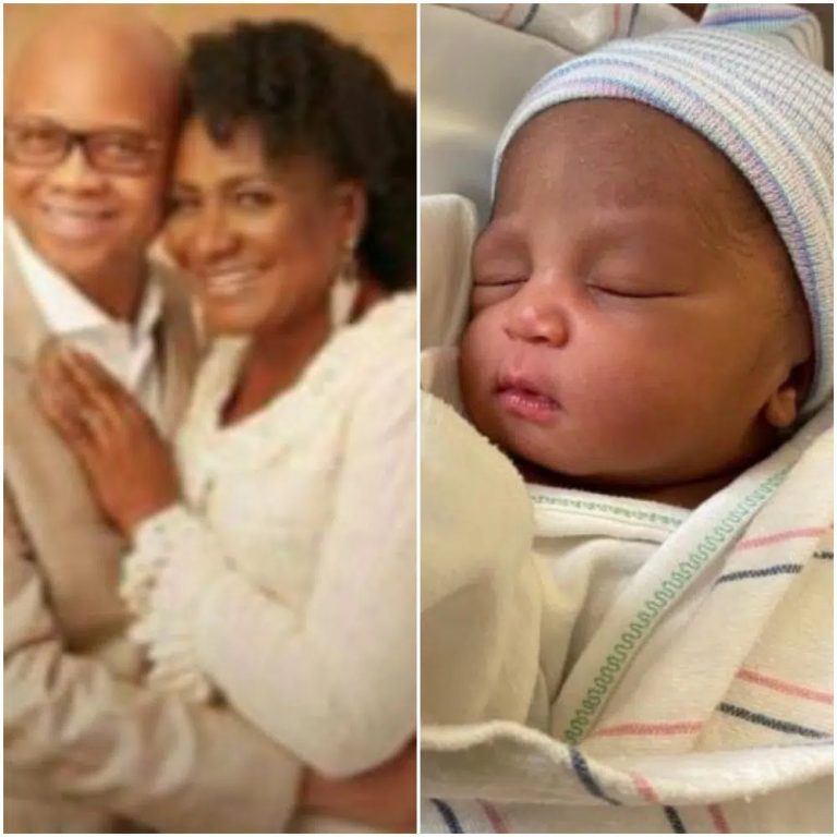 Woman in her fifties gives birth to a bouncing baby boy and shares adorable photos on social media