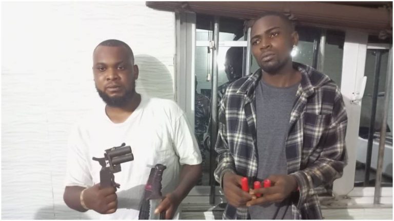 Police arrest two suspected internet fraudsters with a gun and ammunition in Delta