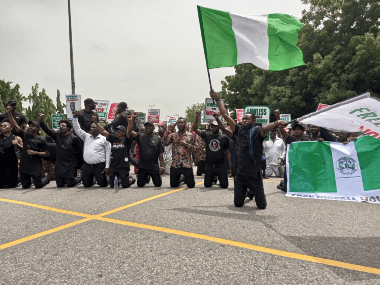 PHOTOS: Group Storms Police HQ, Protests Killings In Nasarawa, Others