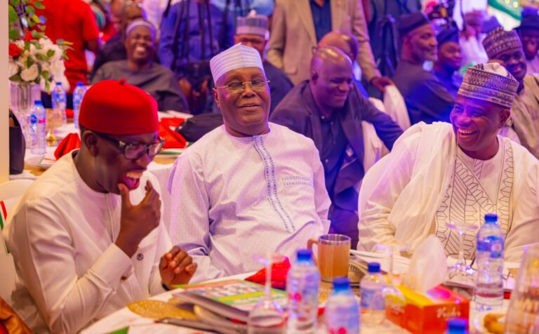 Atiku is pictured at PDP’s reception for new, returning governors