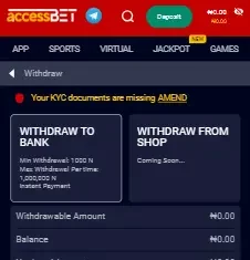 withdraw money from accessbet