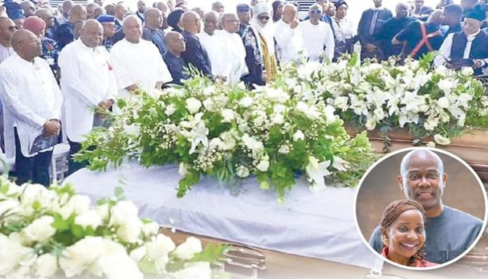 Eulogies as Akpabio, govs, others bid Wigwe, wife, son farewell