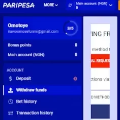 paripesa withdrawal methods