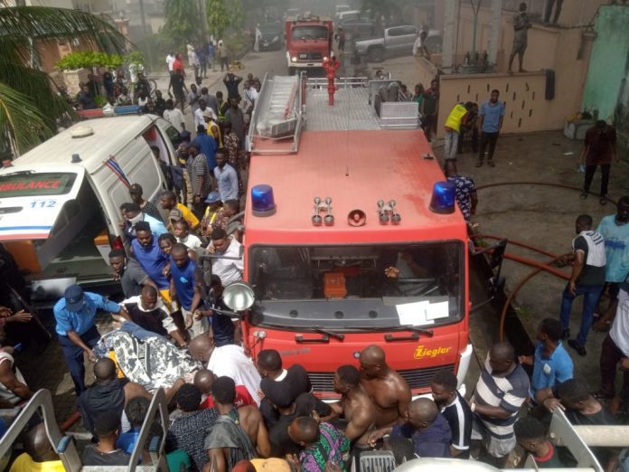 Lady rescued as fire guts Lagos supermarket