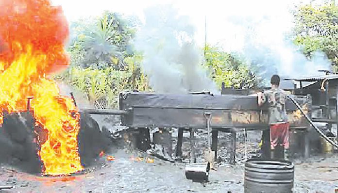 NAF destroys illegal refineries in Rivers