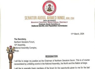 Ningi resigns as northern senators forum chairman