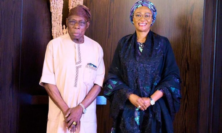 Former President Obasanjo visits First Lady Oluremi Tinubu in celebration of Sallah
