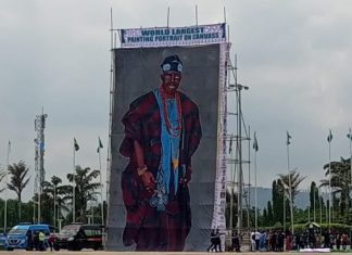 World largest canvass painting portrait of Tinubu unveiled