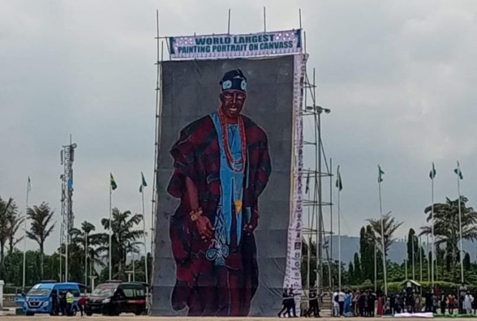 World largest canvass painting portrait of Tinubu unveiled