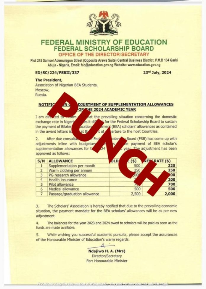 FG slashes stranded foreign scholars' allowances