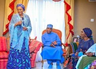 First Lady visits Saraki's family ahead of mother's burial