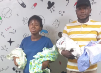 Nigerians shower parents of quadruplets with over N10m after diaper lament