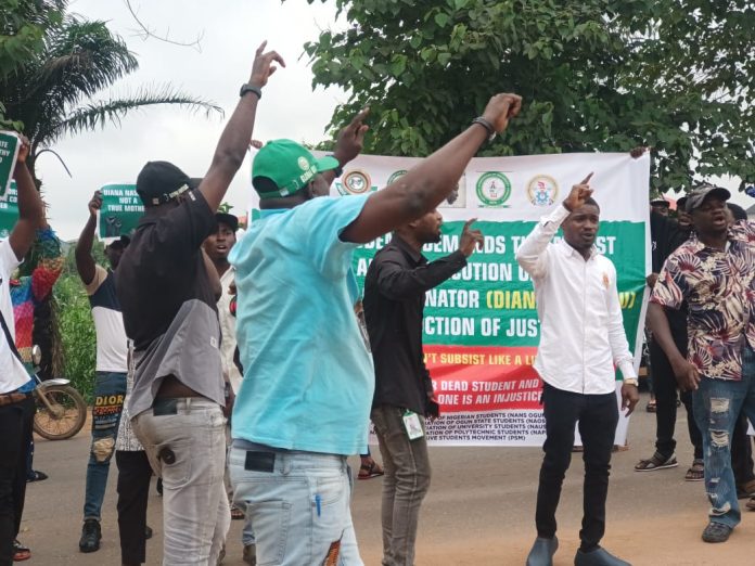 Ogun students protest killing of colleague by hit-and-run driver