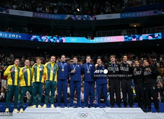 USA, Australia teams win 4x100m freestyle relay gold