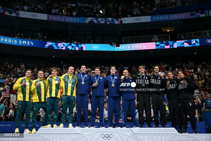 USA, Australia teams win 4x100m freestyle relay gold