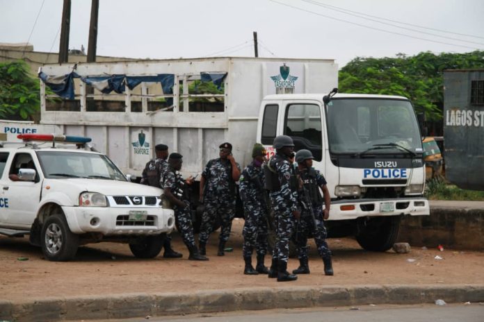 PICTORIAL: Police deployed heavily in Lagos ahead of Protest