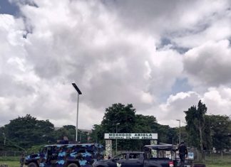 Police barricade Abuja stadium with vehicles