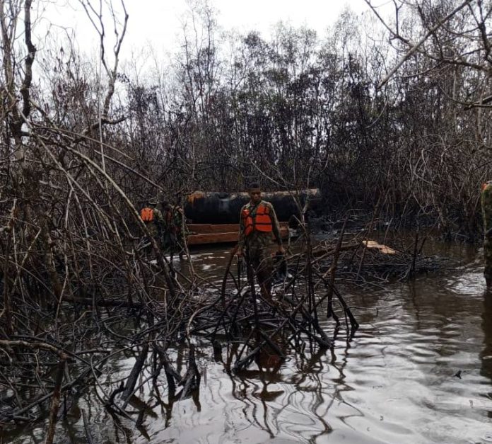 Soldiers destroy illegal oil refining sites in Rivers, Bayelsa