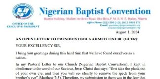 Take warning signs seriously, Baptist church urges Tinubu