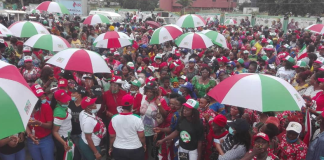 PDP supporters protest at INEC office