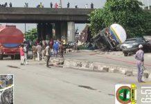 Disaster Averted as Fuel Tanker, Lexus SUV Crash in Lagos